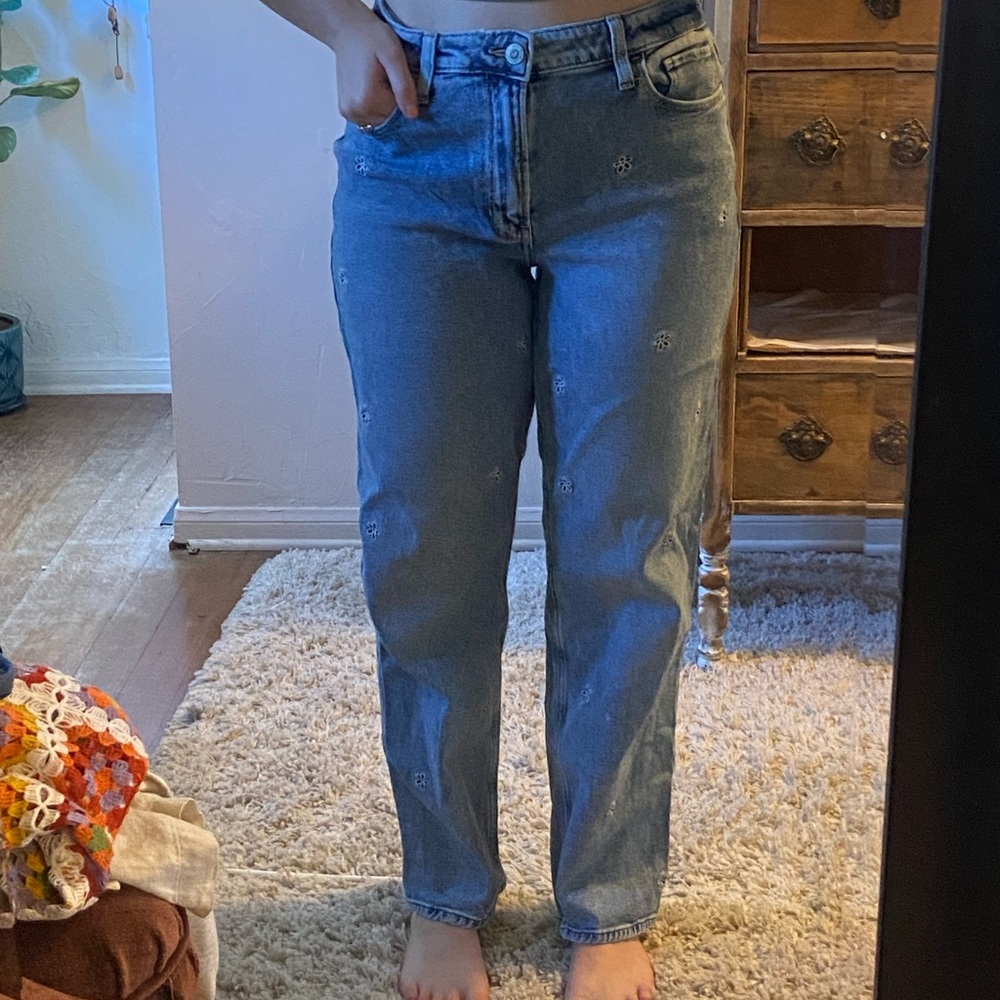 Hollister Flower Straight Leg Jeans